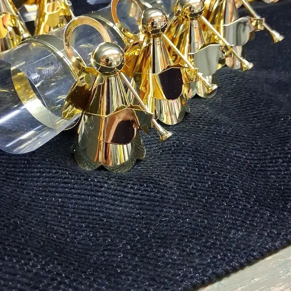 Brass Angel Halo Napkin Rings‎ Lot 12 Trumpet Gold Tone Religious Christmas Vtg.